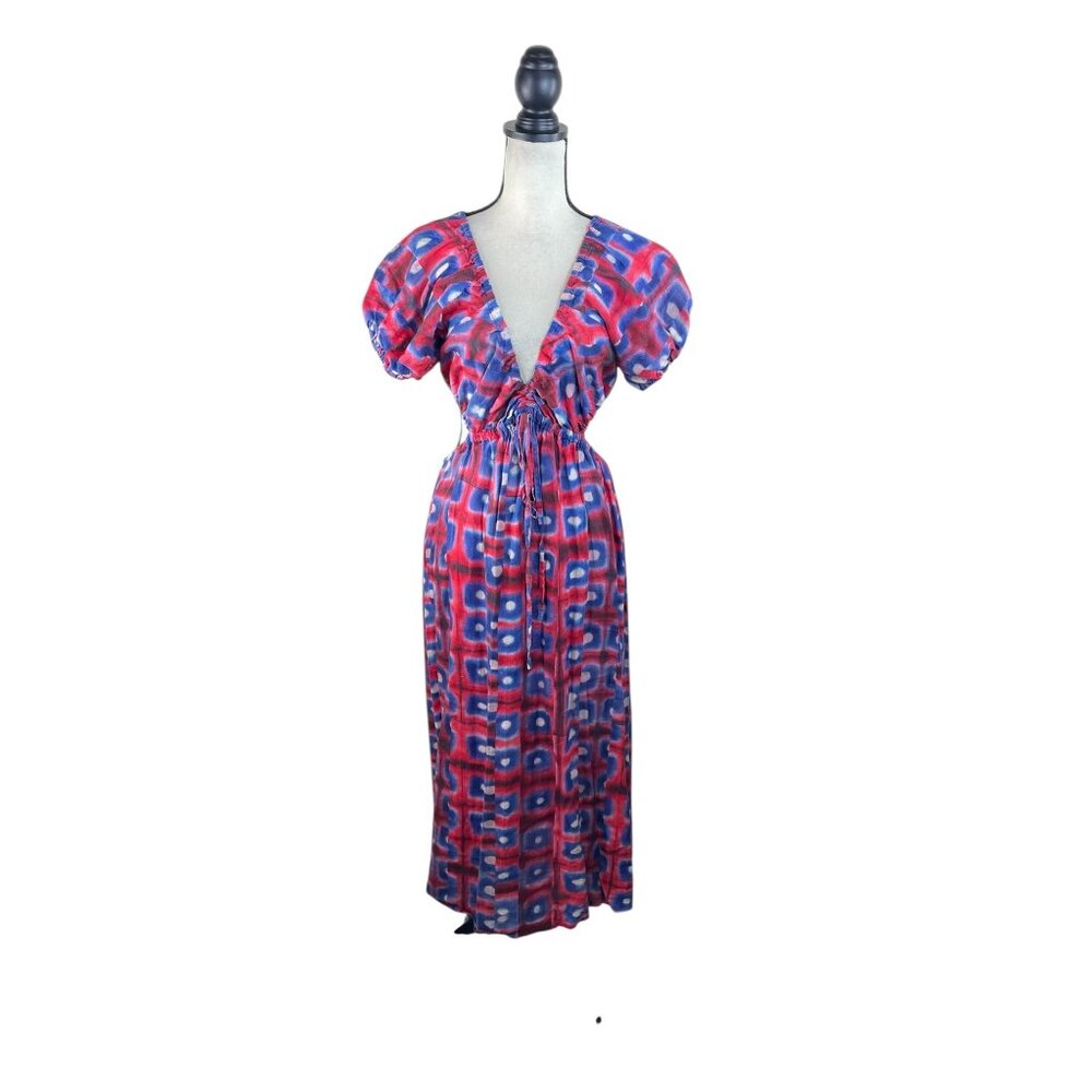 BRAVO Collection Red & Blue Abstract Print Linen